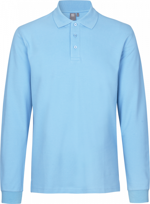 ID - Long-Sleeved Polo Shirt Stretch - Azul claro